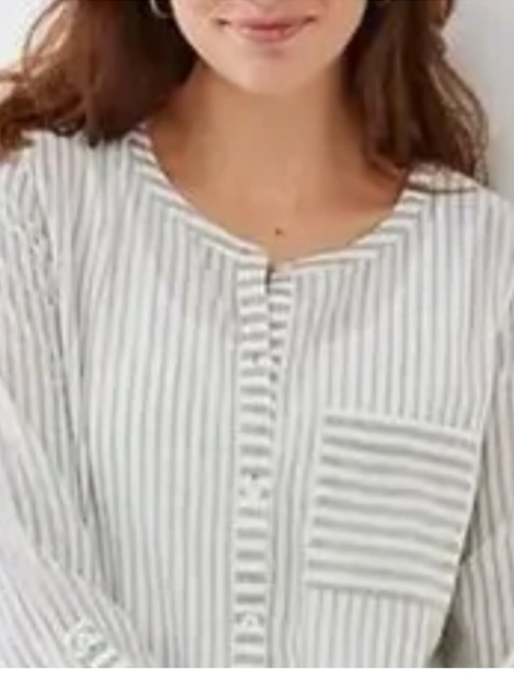 J. Jill Cotton Striped Button Down Lightweight Tunic, Size LP